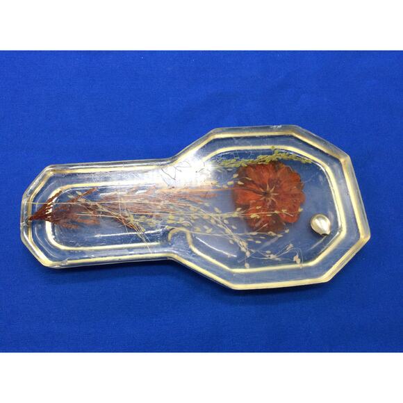 70s Acrylic Pressed flower spoon rest - Picture 5 of 7